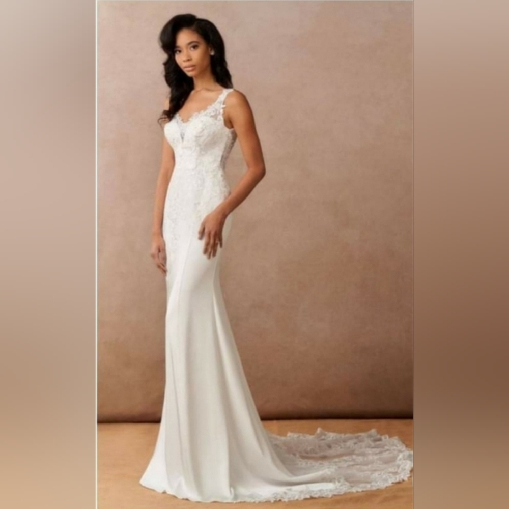 Azazie Elegant White Lace Wedding Dress